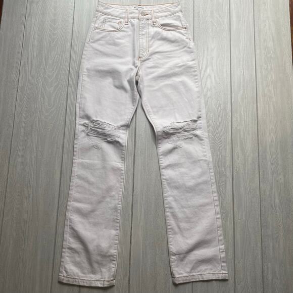 We Wore What Denim Women's White Distressed Straight Leg Jeans Size 26 - Picture 2 of 12